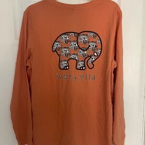 Ivory Ella Kids Long Sleeve Shirt in Orange with Elephant Design